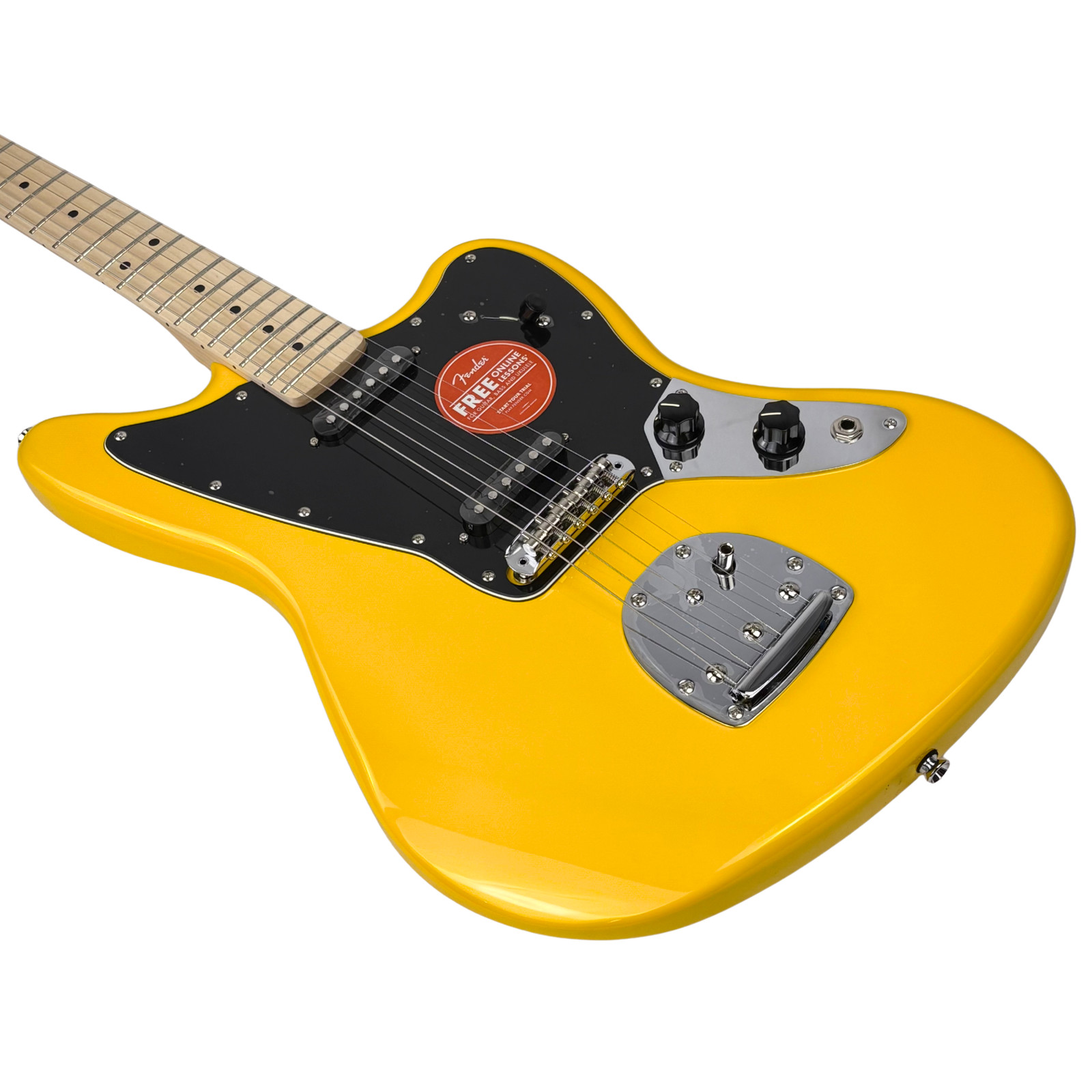 Squier FSR Affinity Series Jaguar, Maple Neck, Black Pickguard, Graffiti Yellow