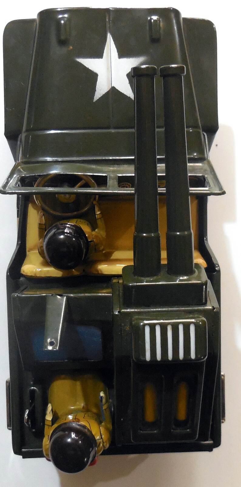 VINTAGE large TIN TOY ANTI AIRCRAFT JEEP T.N NOMURA JAPAN 1950s BOXED