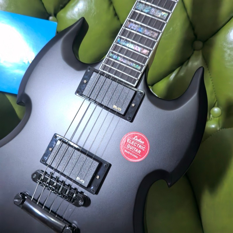 Audio Viking matte black electric guitar ABR bridge Abalone Inlay bone nut