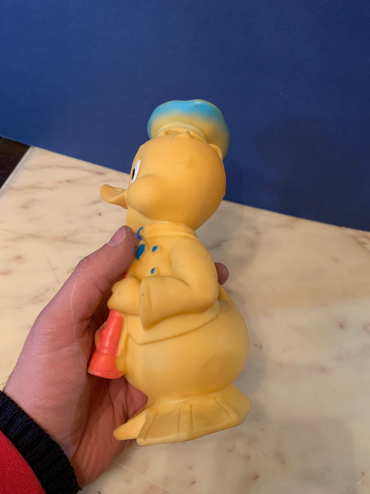 VINTAGE RUBBER TOY SQUEAK DUCK 8″ MADE IN ITALY 1960s RUBBERTOYS