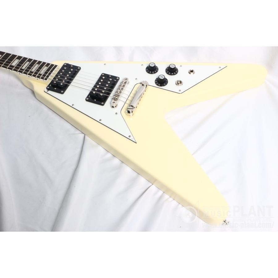 Edwards E-FV-LTD Vintage White Flying V type electric guitar with gig bag