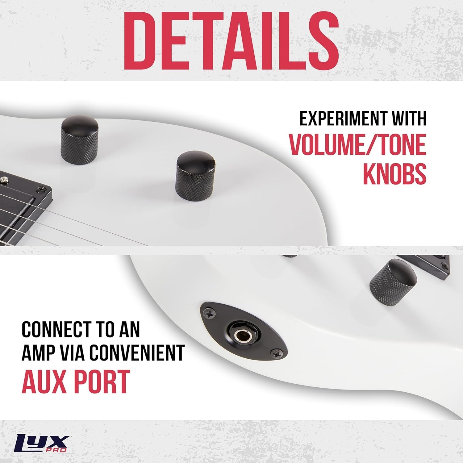 LyxPro CS 30in Electric Guitar Kit Amp Cable 6 Picks Guide Beginner White