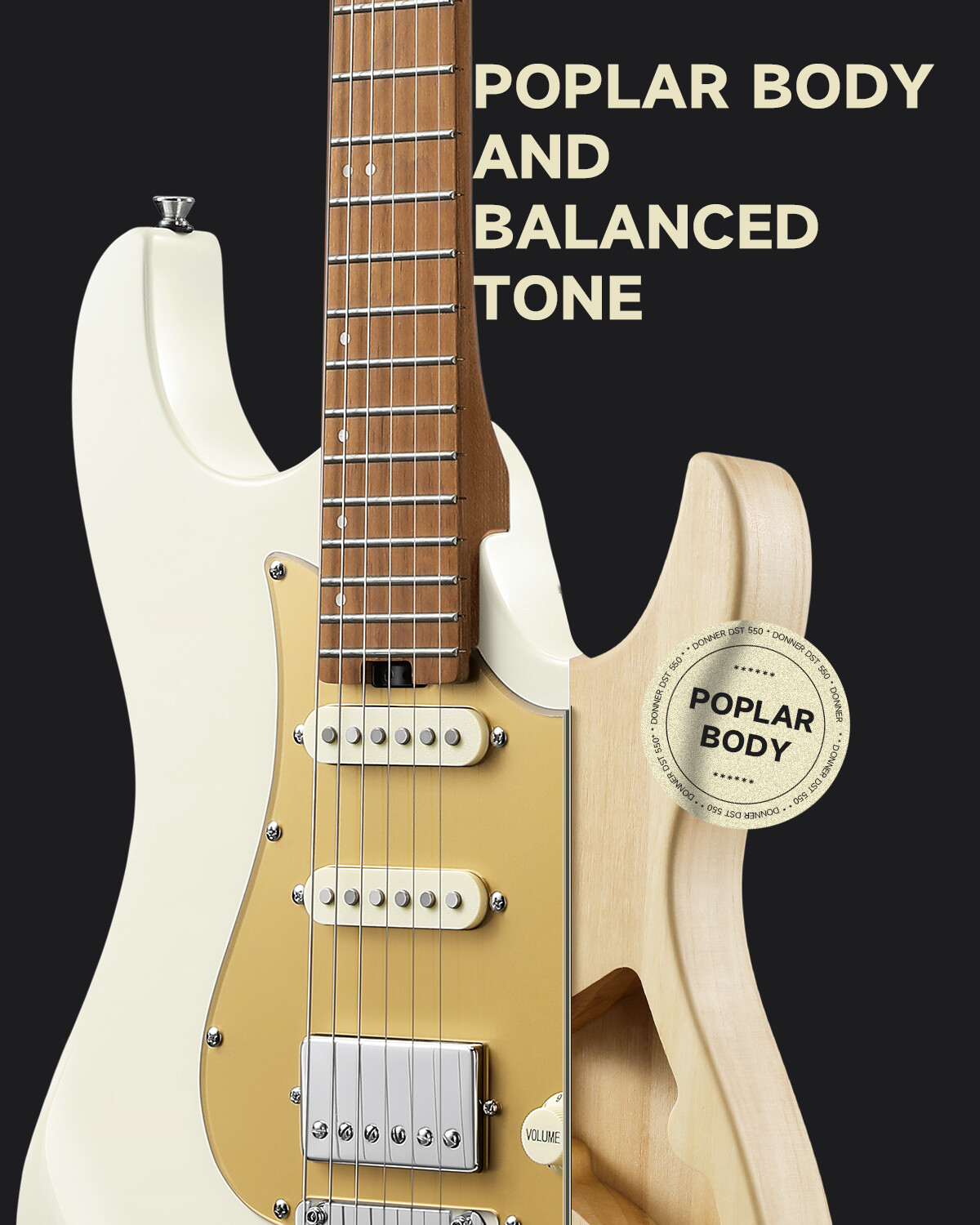 Donner DST-550 Electric Guitar 7 Tone-switch Options & Tremolo Bridge Solid Body