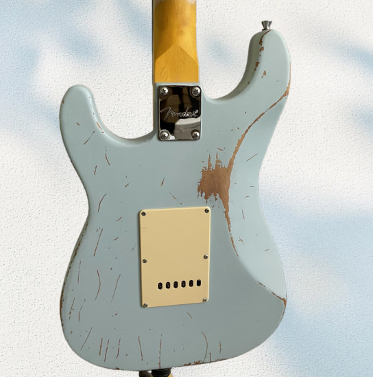 Light Blue Vintage Electric Guitar 6 String Chrome Part 3S Pickups Tremolo
