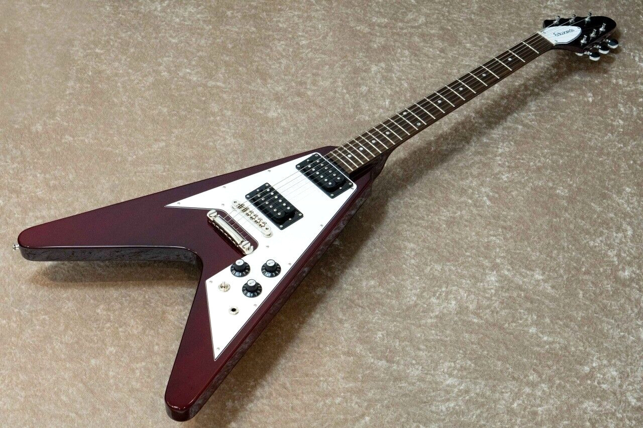 Edwards Flying V-type E-FV-LTD CH Cherry Red Electric Guitar From Japan