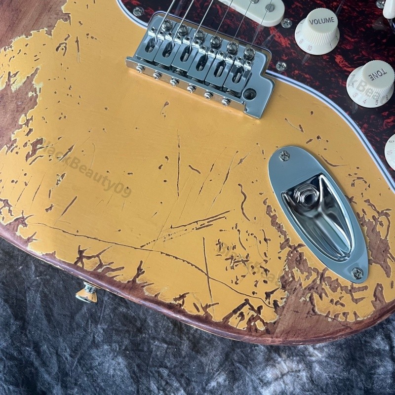 Electric Guitar Heavy Aged Stainless Rounded Fret Edge Bone Nut Tortoise PG SSS