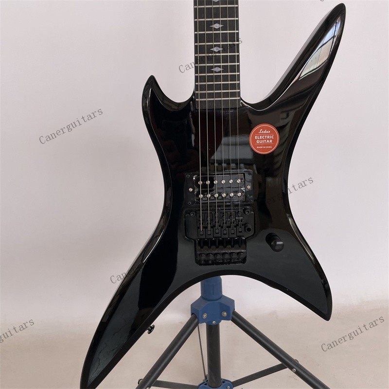 Solid Electric Guitar FR Bridge Stainless Rounded Fret Edge Black Free Shipping