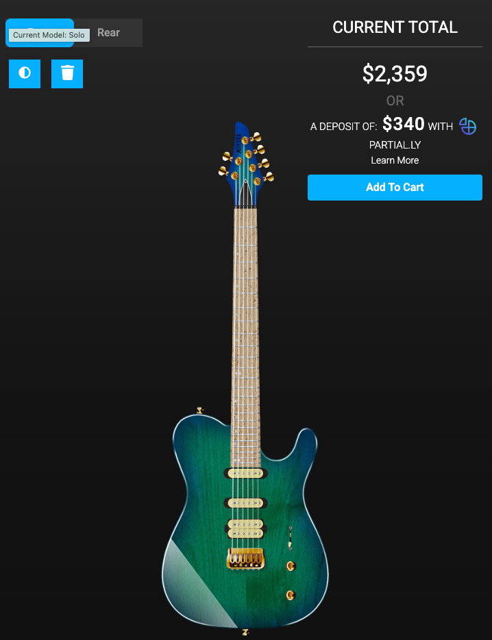 Kiesel Solo HSS – Alder/Maple/Birdseye – Aqua Burst
