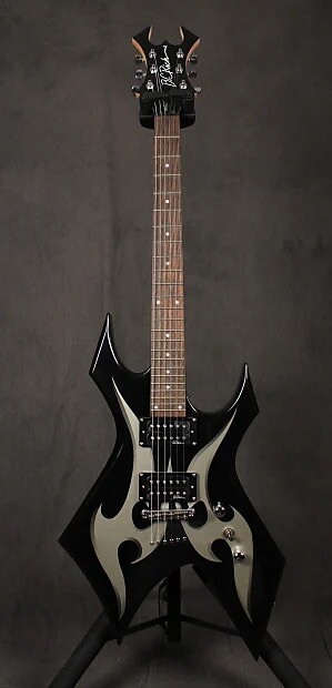 BC Rich Warlock Black W/ White Tribal Electric Guitar Bronze Series 6 String