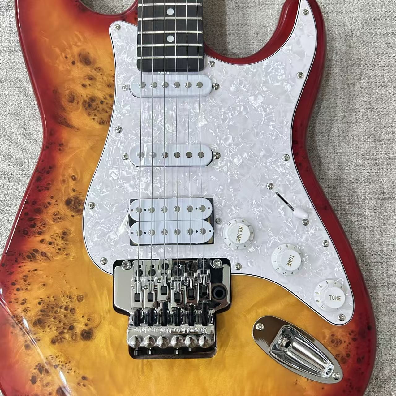 MOD Burl Maple Double-cut Sunburst Electric Guitar Floyd Rose Tremolo SSH Pickup