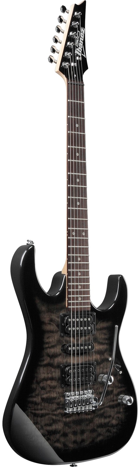 Ibanez GRX70QA RG Gio Electric Guitar – Transparent Black Sunburst w/ Amplifier
