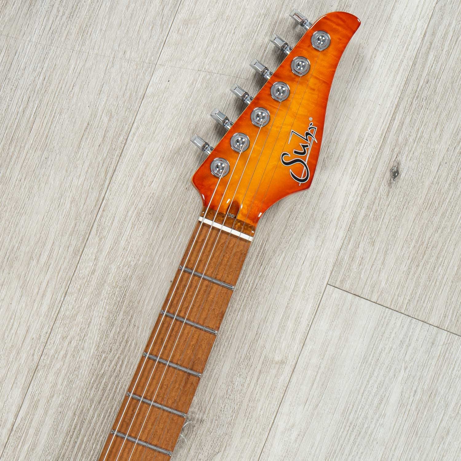 Suhr Custom Modern HSH Guitar, 5A Roasted Birdseye Maple Fretboard, Suhr Burst