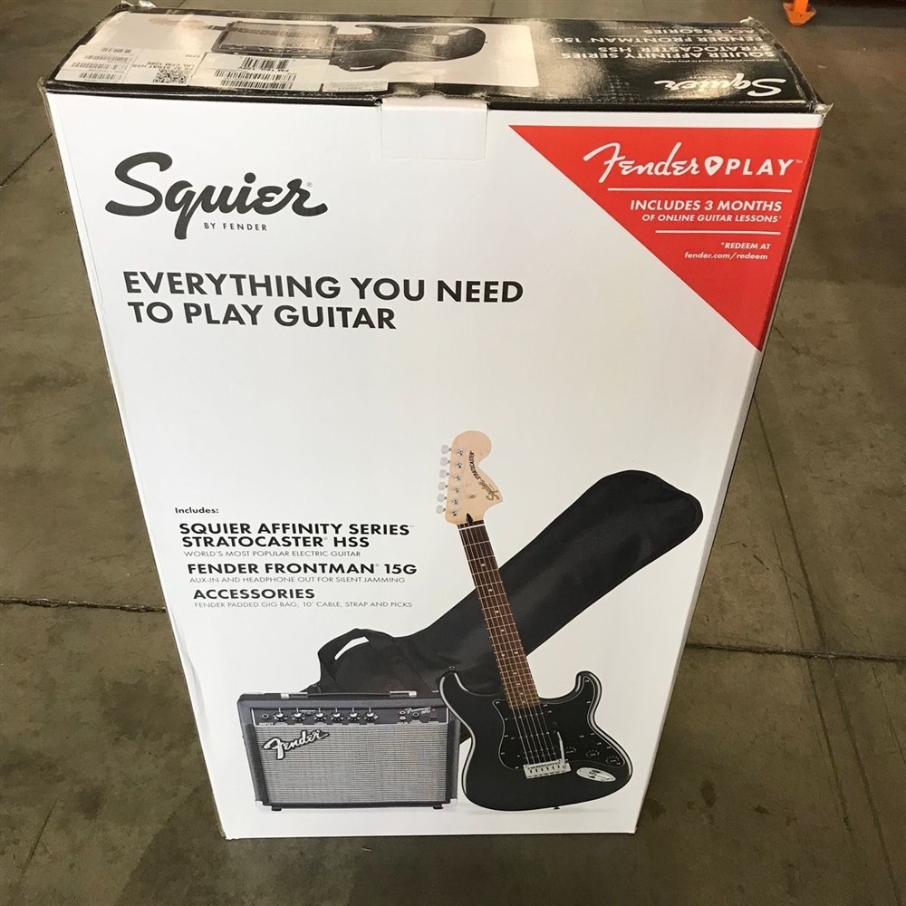 SQUIER BY FENDER AFFINITY STRATOCASTER HSS STARTER PACK CHARCOAL FROST METALLIC