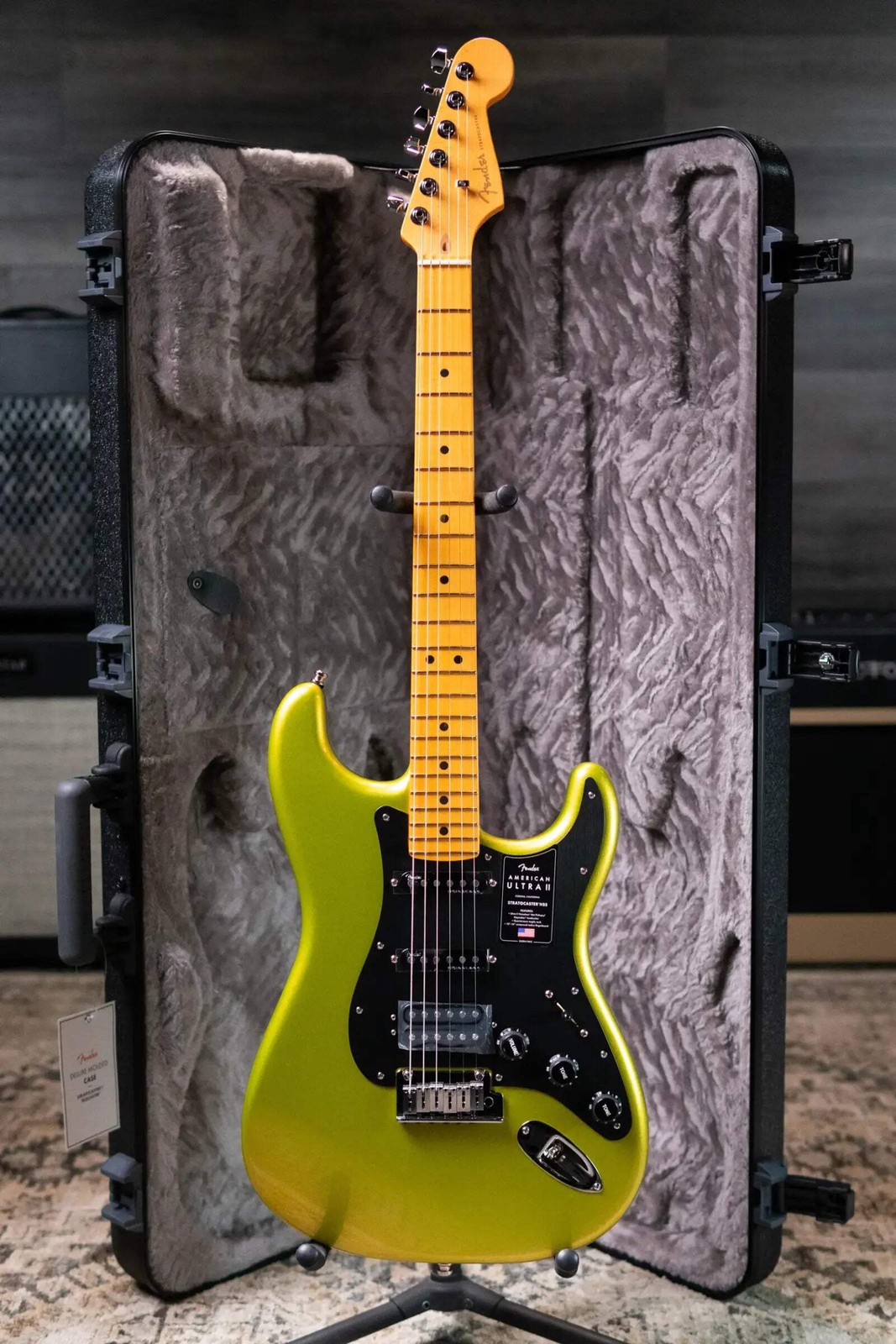 Fender American Ultra II Stratocaster HSS Electric Guitar – Solar Flare with Har