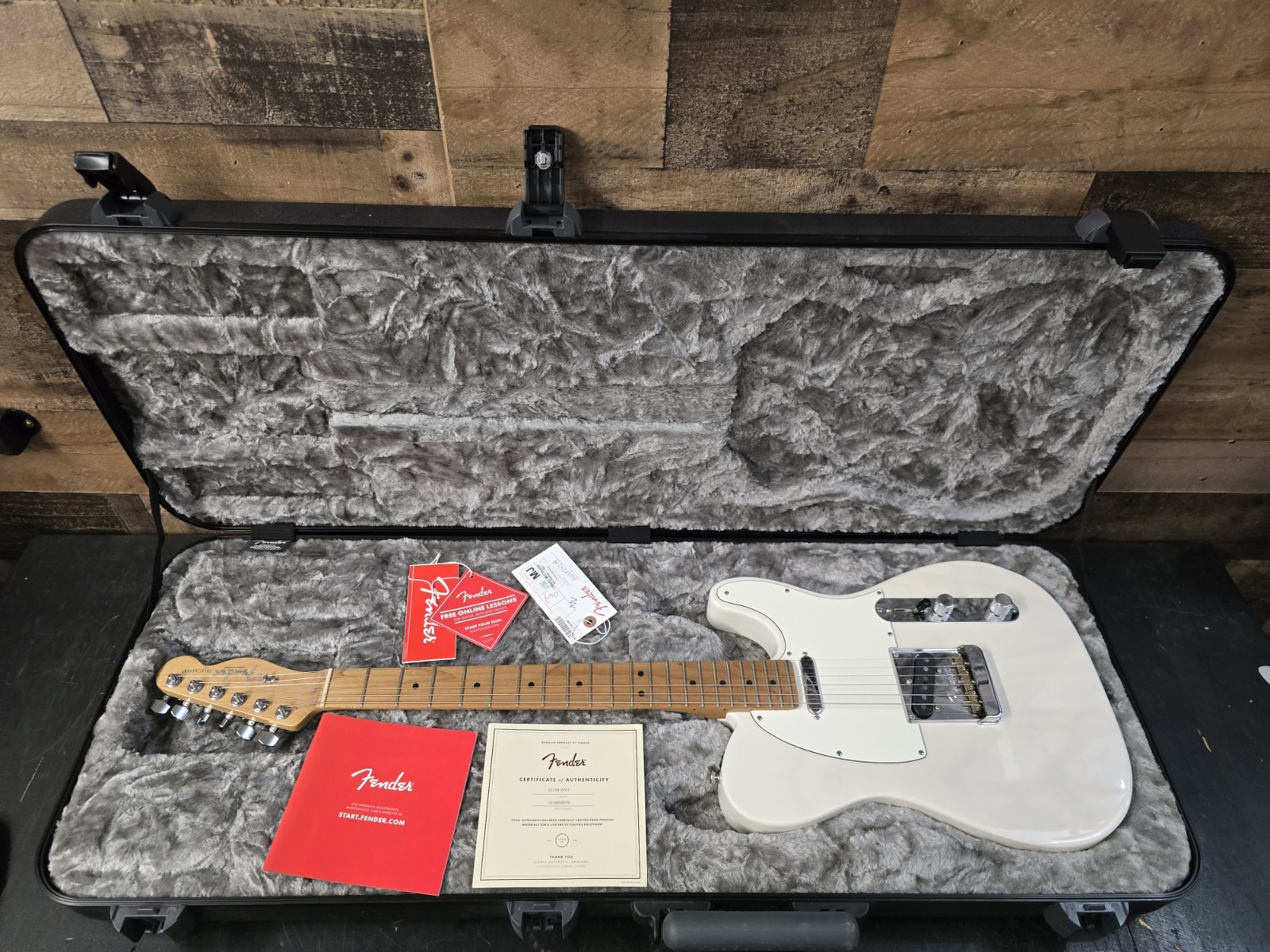 2019 Fender AmPro Telecaster White Blonde w/ HSC Signed By Redd Volkaert