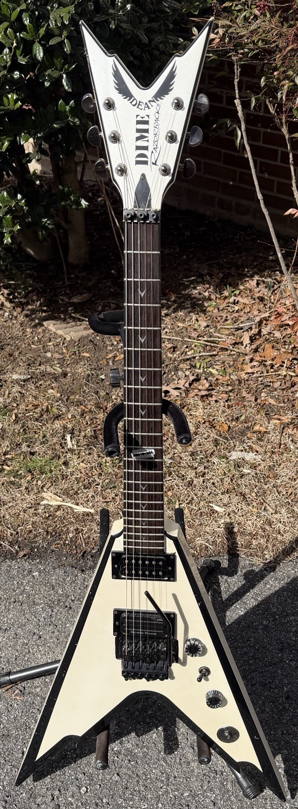 2007 Dean Dimebag Darrell Signature Razorback V White/Black Flying Dime Pantera