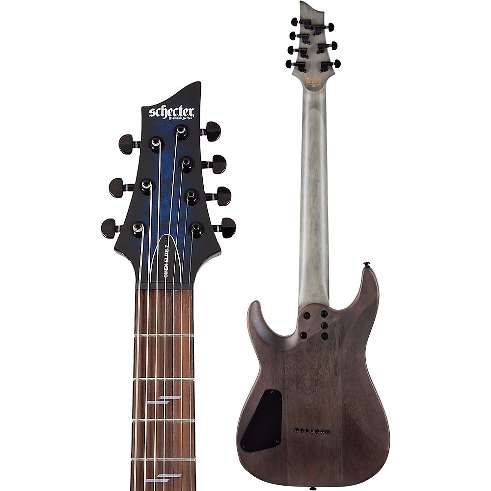 Schecter Guitar Research Omen Elite 7String Electric Guitar SeeThru Blue Burst