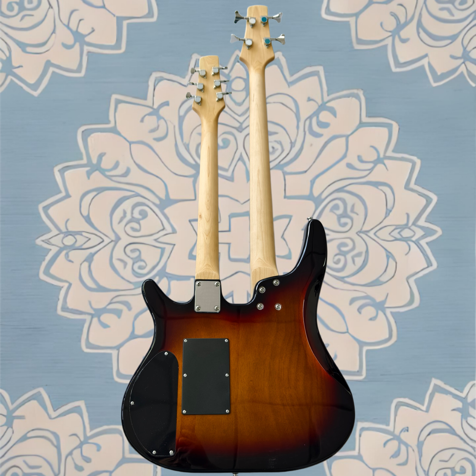 US Ship Double Neck Electric Bass & Guitar Combo – 4-String Bass + 6-String