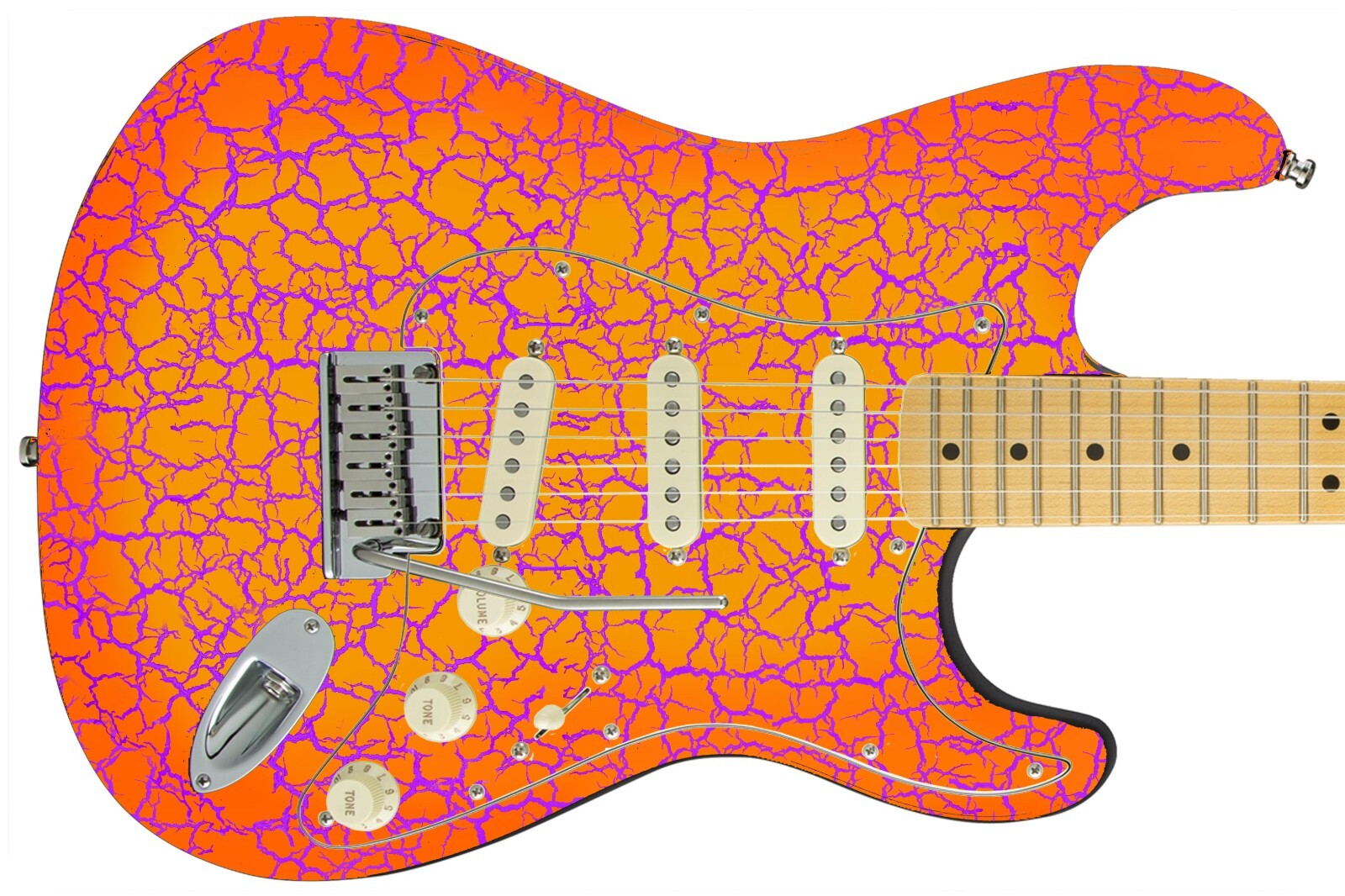 Guitar Wrap Skin Reface Iconic 80’s Burst 6 Volt Crackle Orange Blister 1219