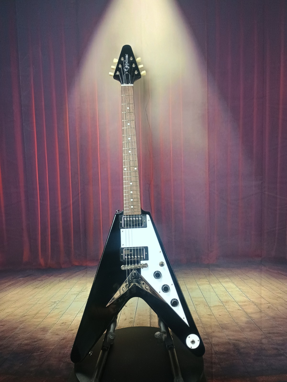 High gloss Black Epiphone 58 Flying V Fully Set Up Open Box Never Played