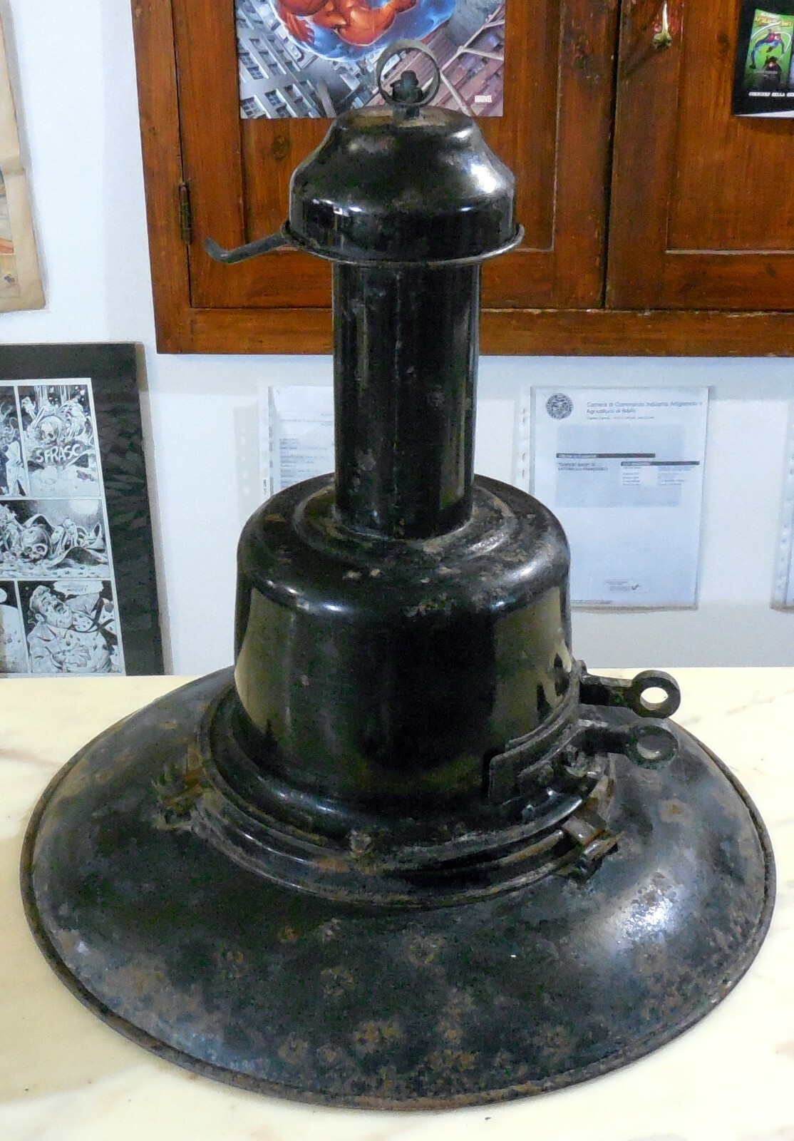 VINTAGE LARGE ANTIQUE LAMP FISHING LIGHT PROVISUS TORINO ITALY 1940-60s