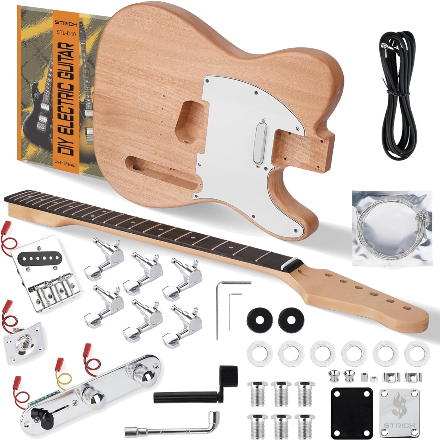 DIY Electric Guitar Kit, TL Style Mahogany Body & Maple Neck Guitar with SS P…