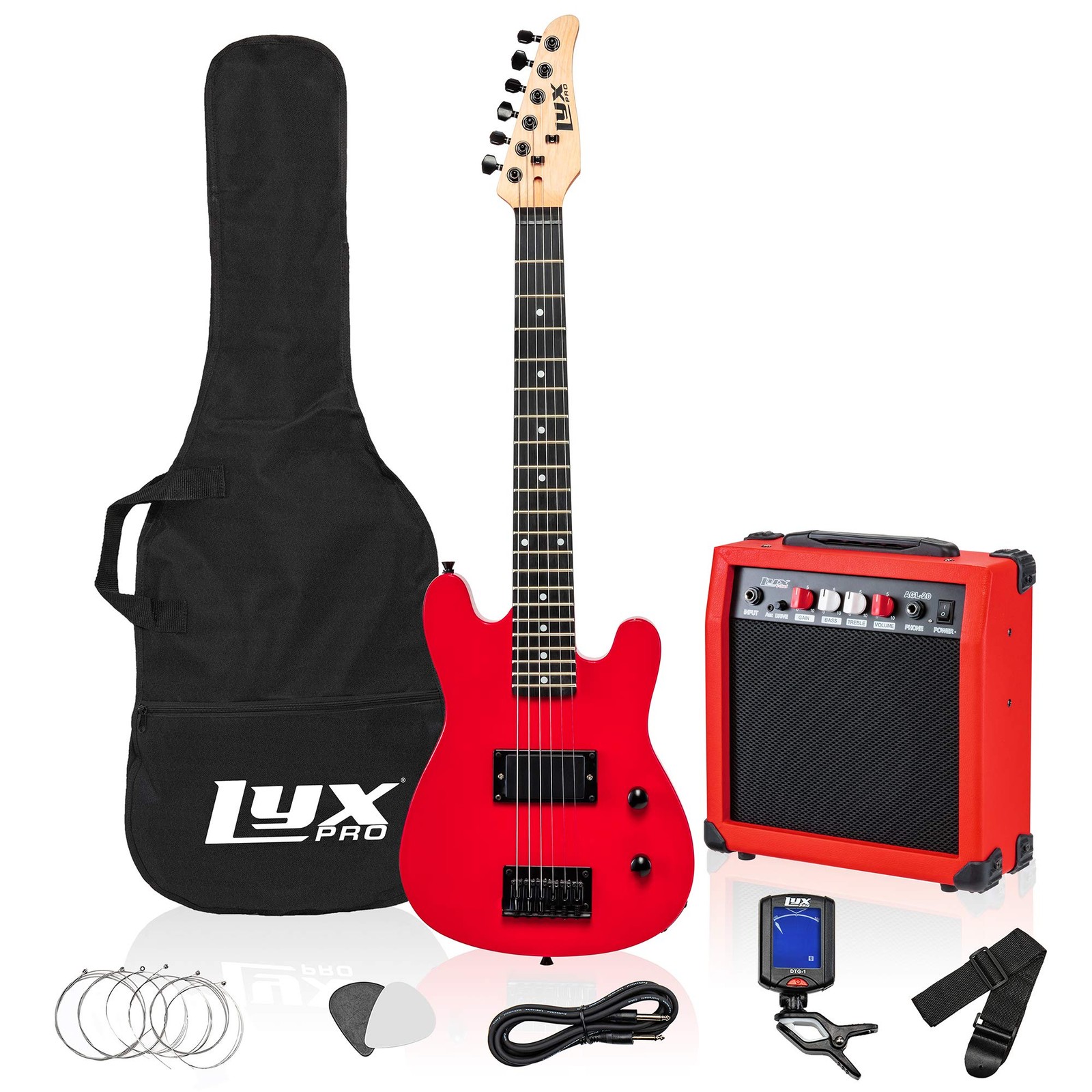 LyxPro Beginner 30” Electric Guitar & Electric Guitar Accessories – Red