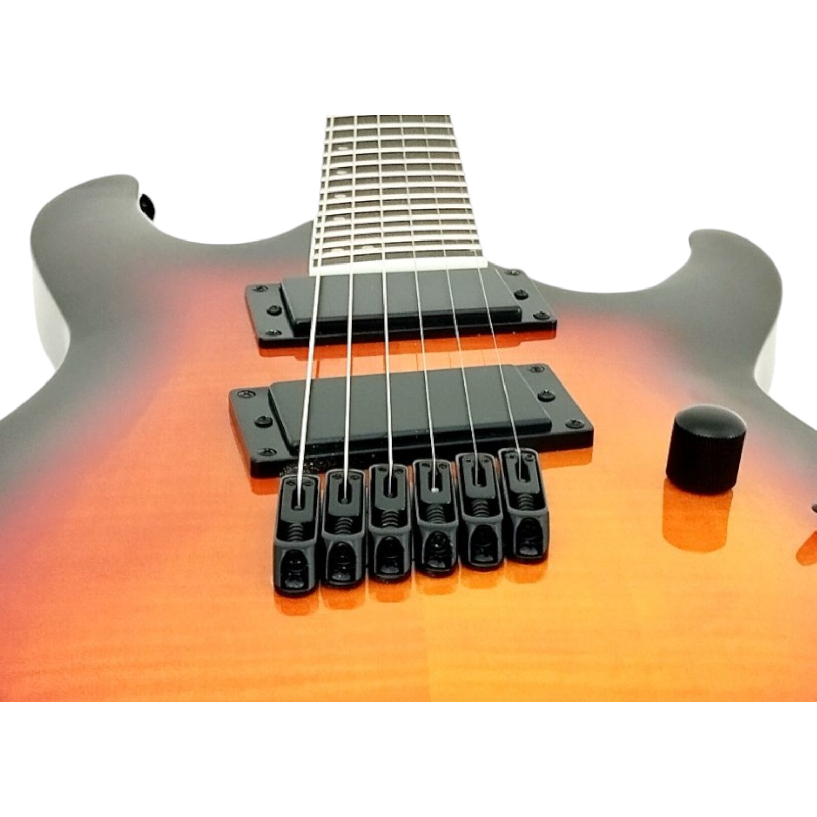 Haze 6FFTAM Trans Amber Fanned-Fret 6-String Electric Guitar + Free Gig Bag