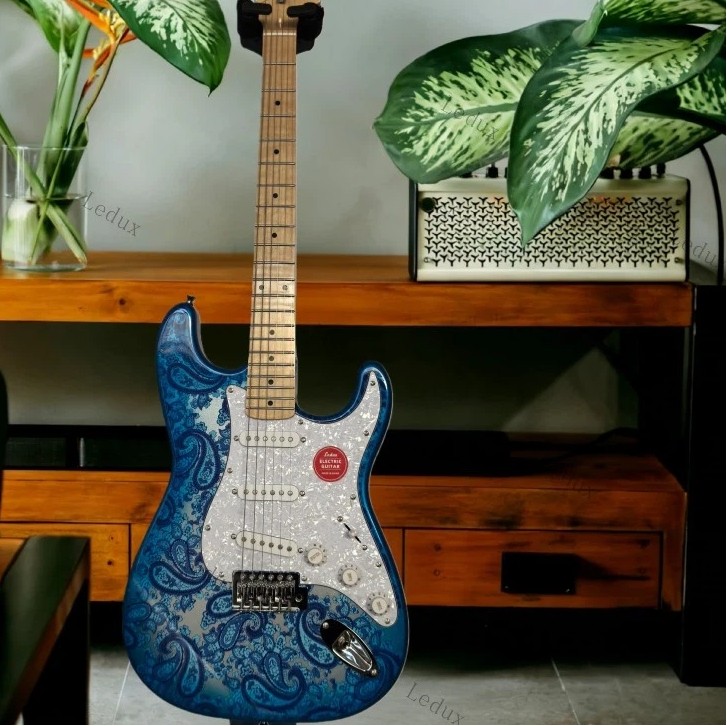New Product Paisley Blue ST Electric Guitar 3S Pickups Chrome Part Tremolo