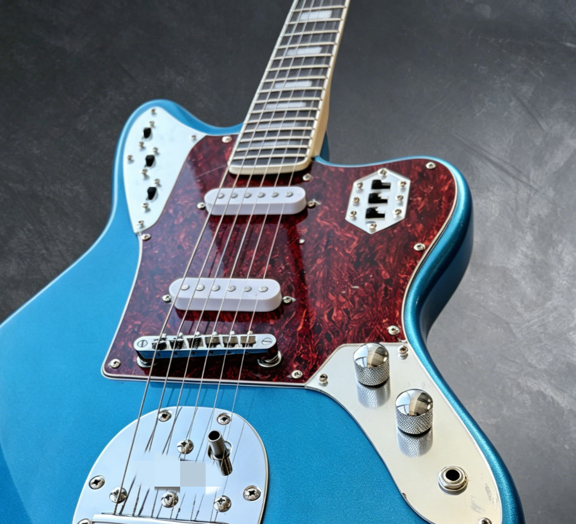 Ship US Jazz Style Metallic Blue Electric Guitar With Alder Body Maple Neck