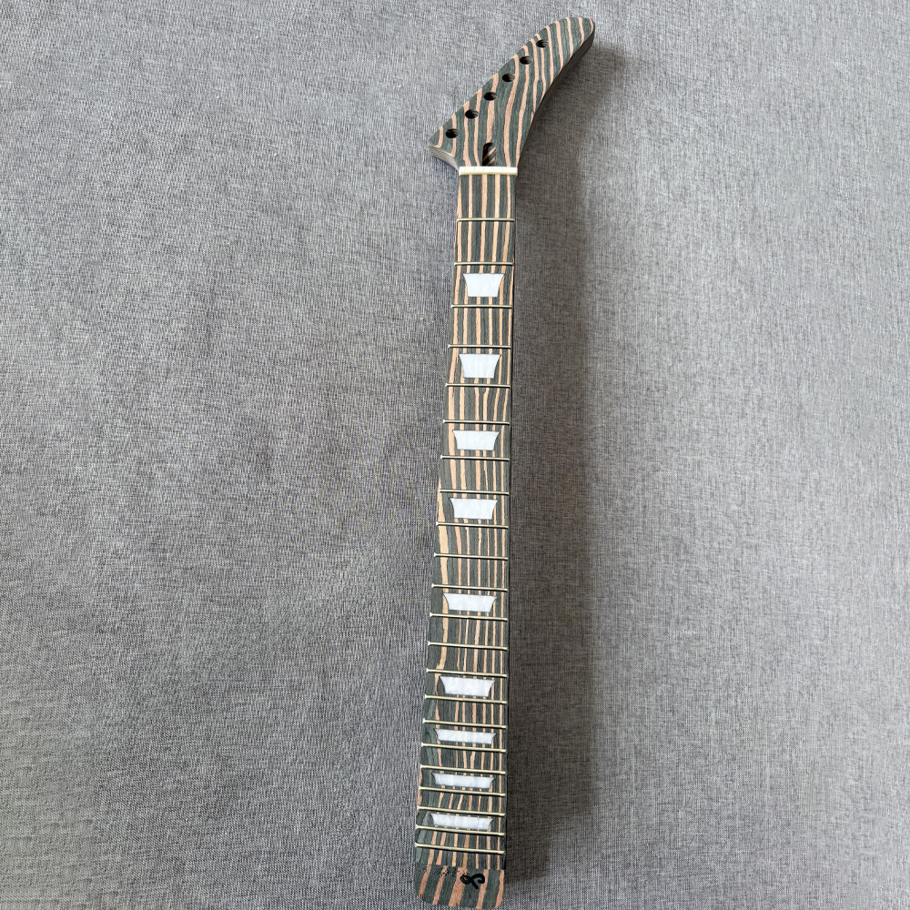 DIY 6 String Explorer style Electric Guitar Kit Zebrawood Body BK part set neck