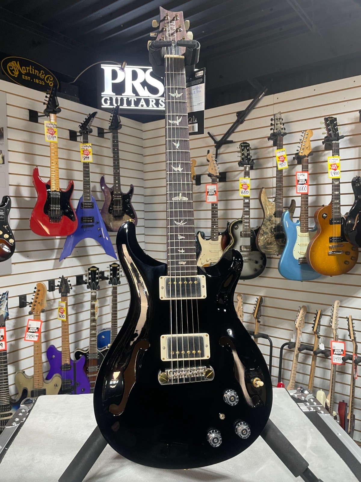 PRS Hollowbody II Piezo Electric Guitar – Custom Color Piano Black w/OHSC & PLEK