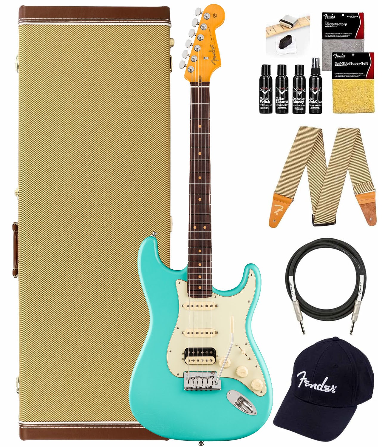 Fender American Ultra Luxe Vintage ’60s Stratocaster HSS – Sea Foam Green w/ Gui