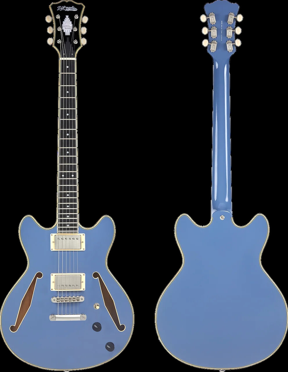 D’Angelico Excel Mini DC Tour Semi-hollowbody Electric Guitar – Slate Blue
