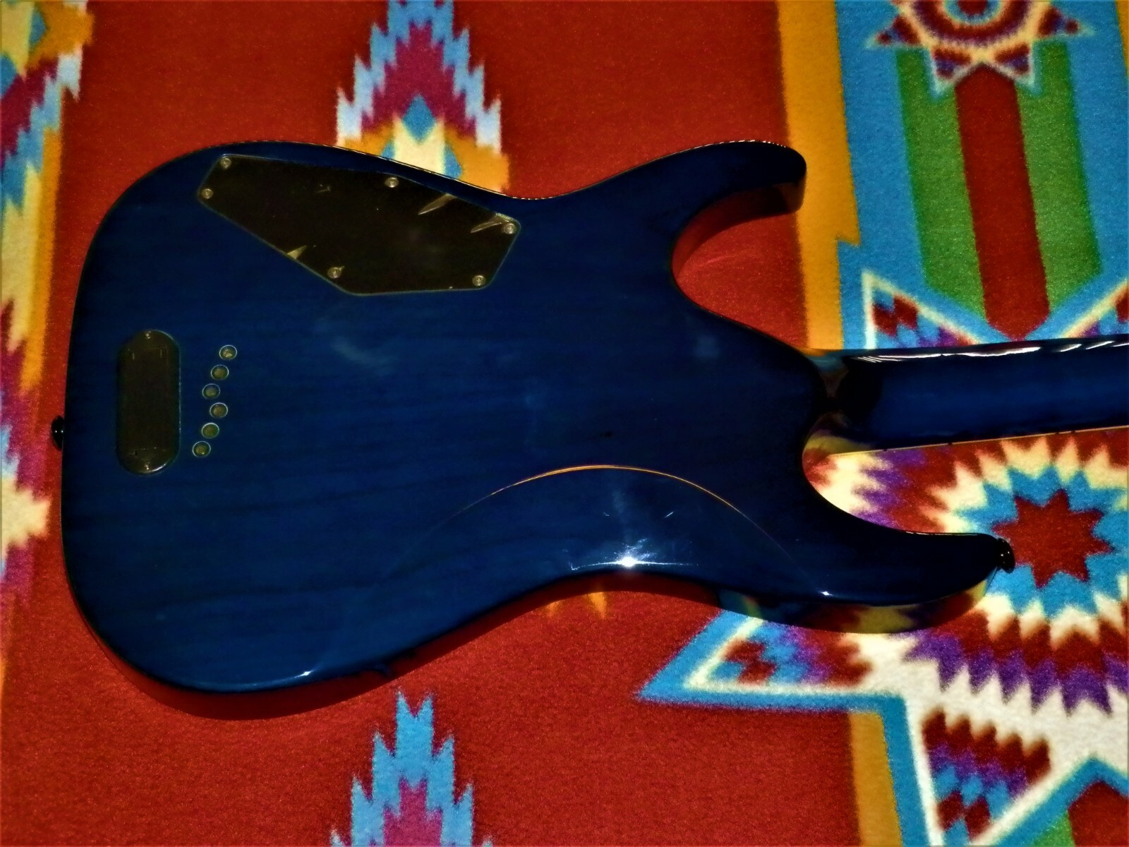 Agile Baritone Electric Guitar 3500 Ebony fretboard EMG 85 Blue flame Rare Metal