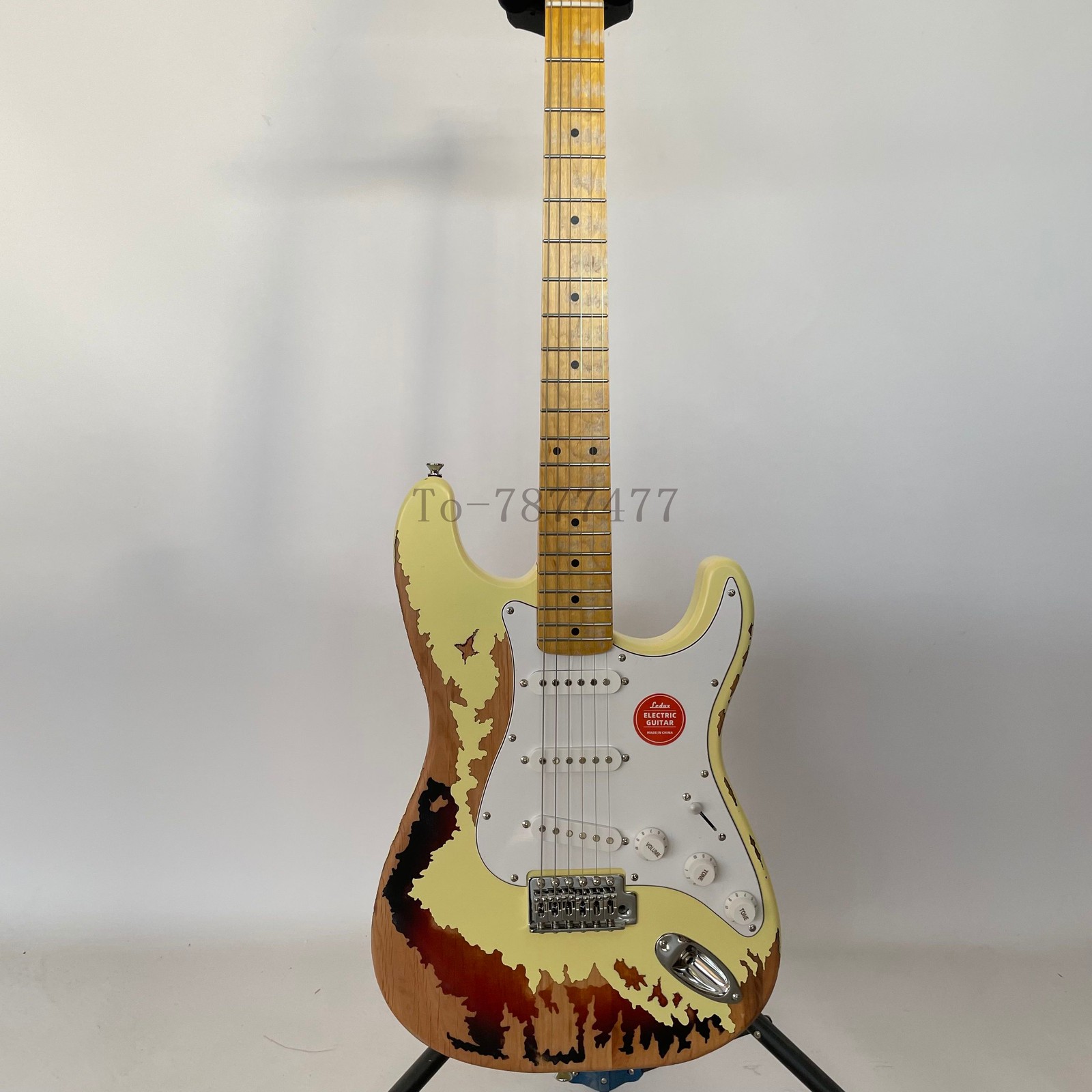 Aged ST Electric Guitar Maple Fretboard&Neck Tremolo Bridge 3S Pickups Yellow