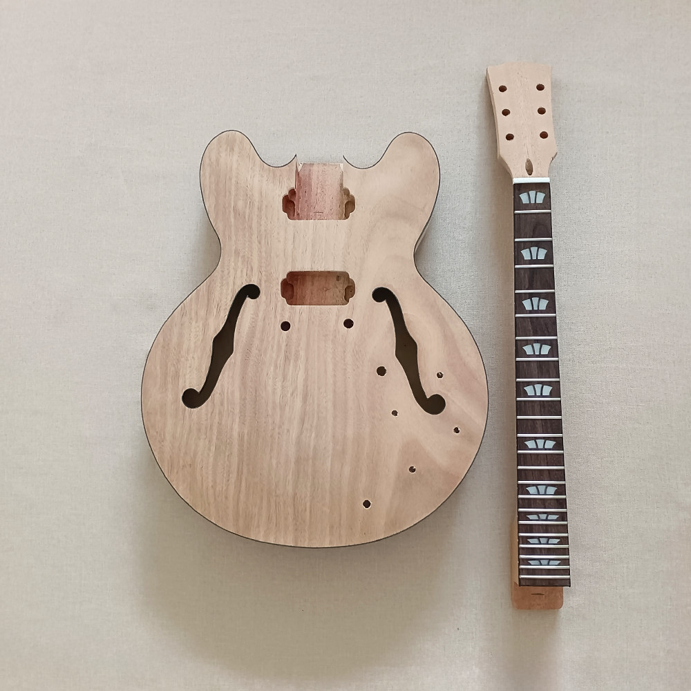 DIY 335 Semi Hollow Electric Guitar Kit Unfinished Rosewood FB Abalone Inlay