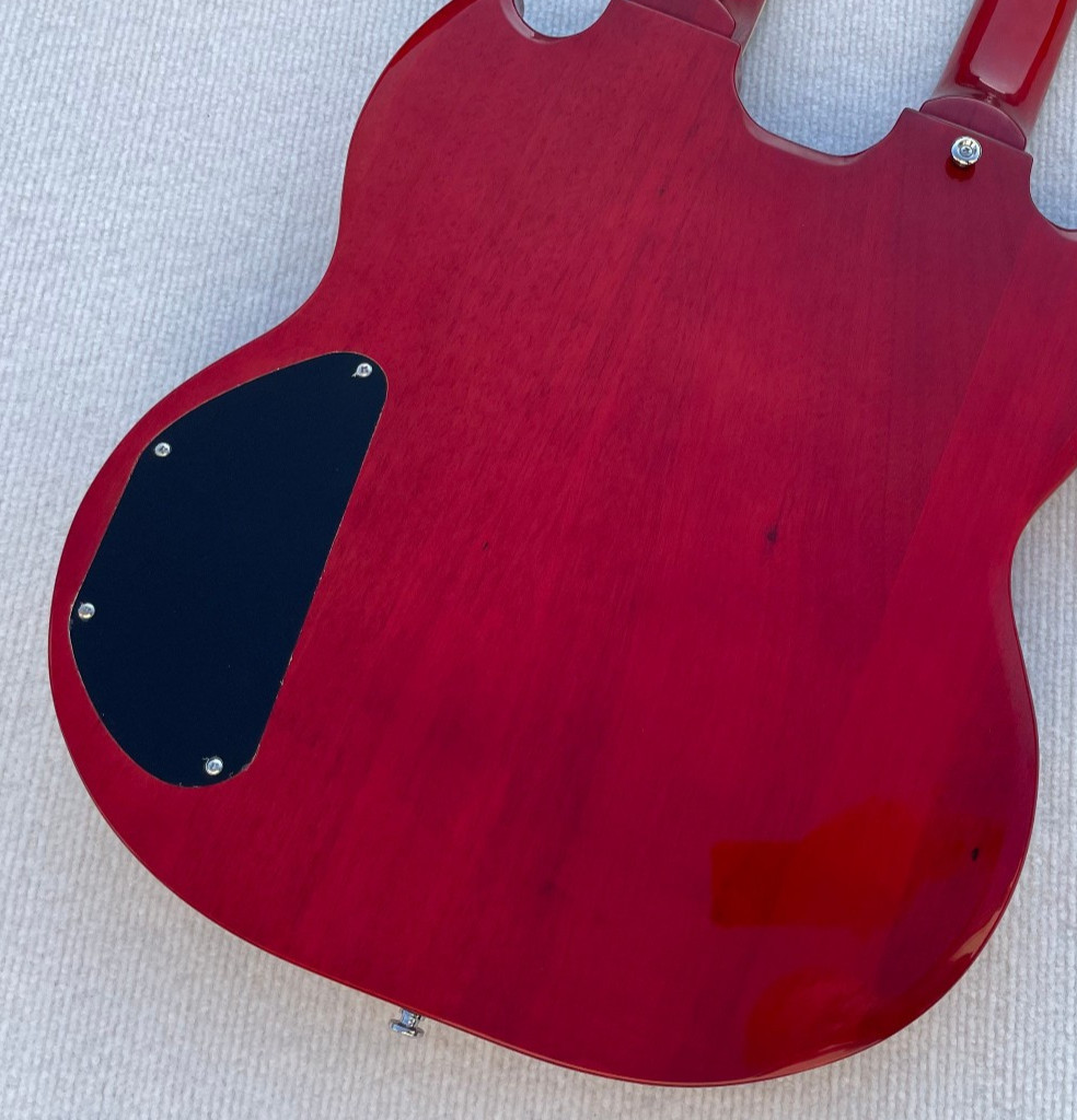 Double Neck 6 + 12 String Electric Guitar Bone Nut Glossy Finished Solid Body