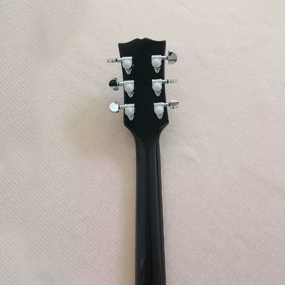 Six 6 String Electric Guitar Mahogany Body Humbucker Pickup in Black Set In Neck