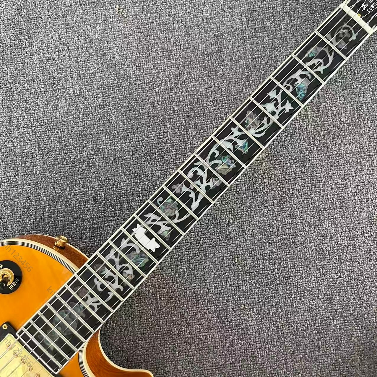 Single Cutaway Guitar Tiger Grain Amber HH Pickups Gold Hardware Free Shipping