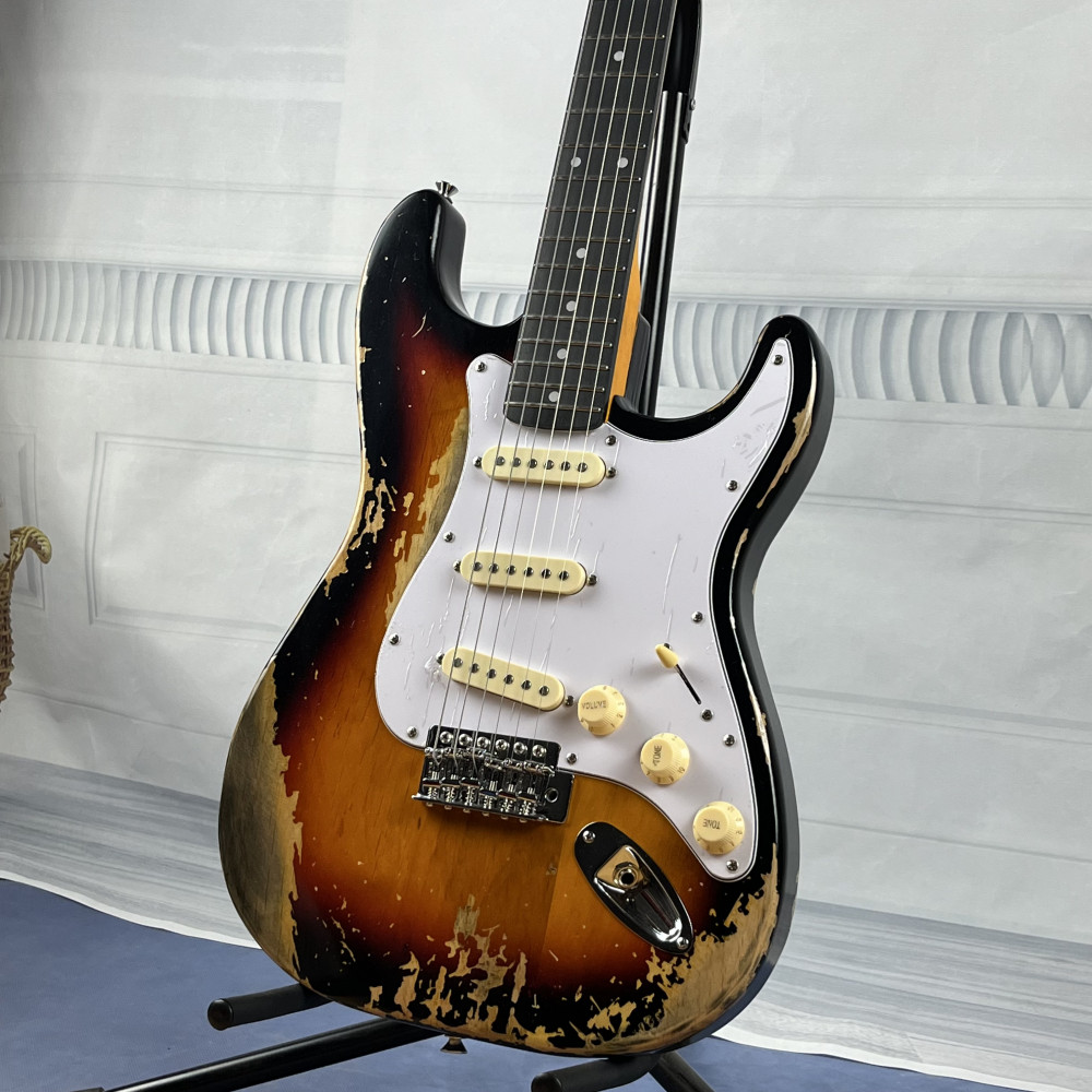 In stock Heavy Relics Sunburst Aged Electric Guitar Rosewood Fingerboard 21 fret