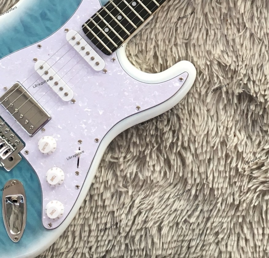 Electric Guitar Figured Maple Top Veneer SSH Pickups Chrome Hardware US Stock