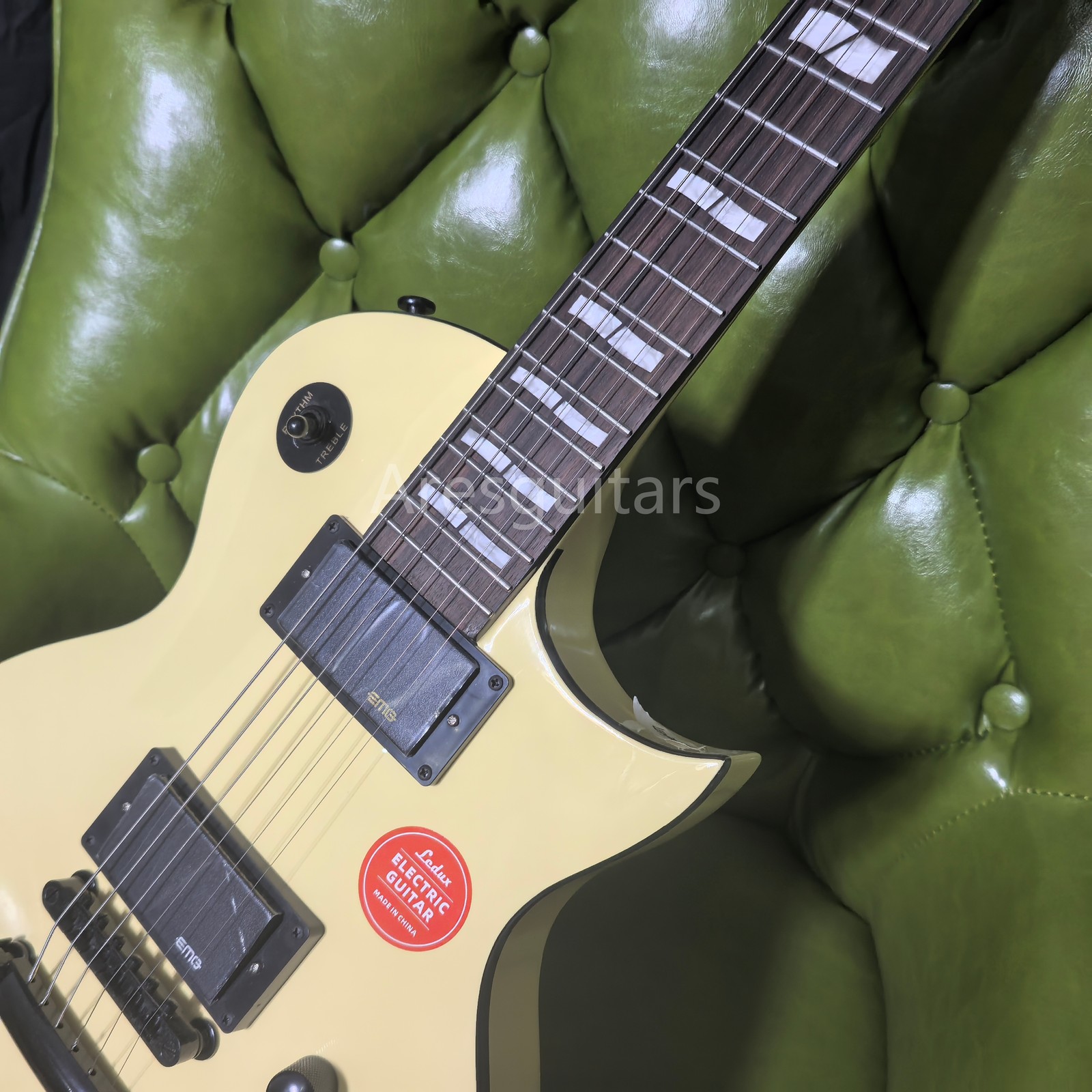 Solid Electric Guitar Active Pickups Mahogany Body Black Hardware Yellow
