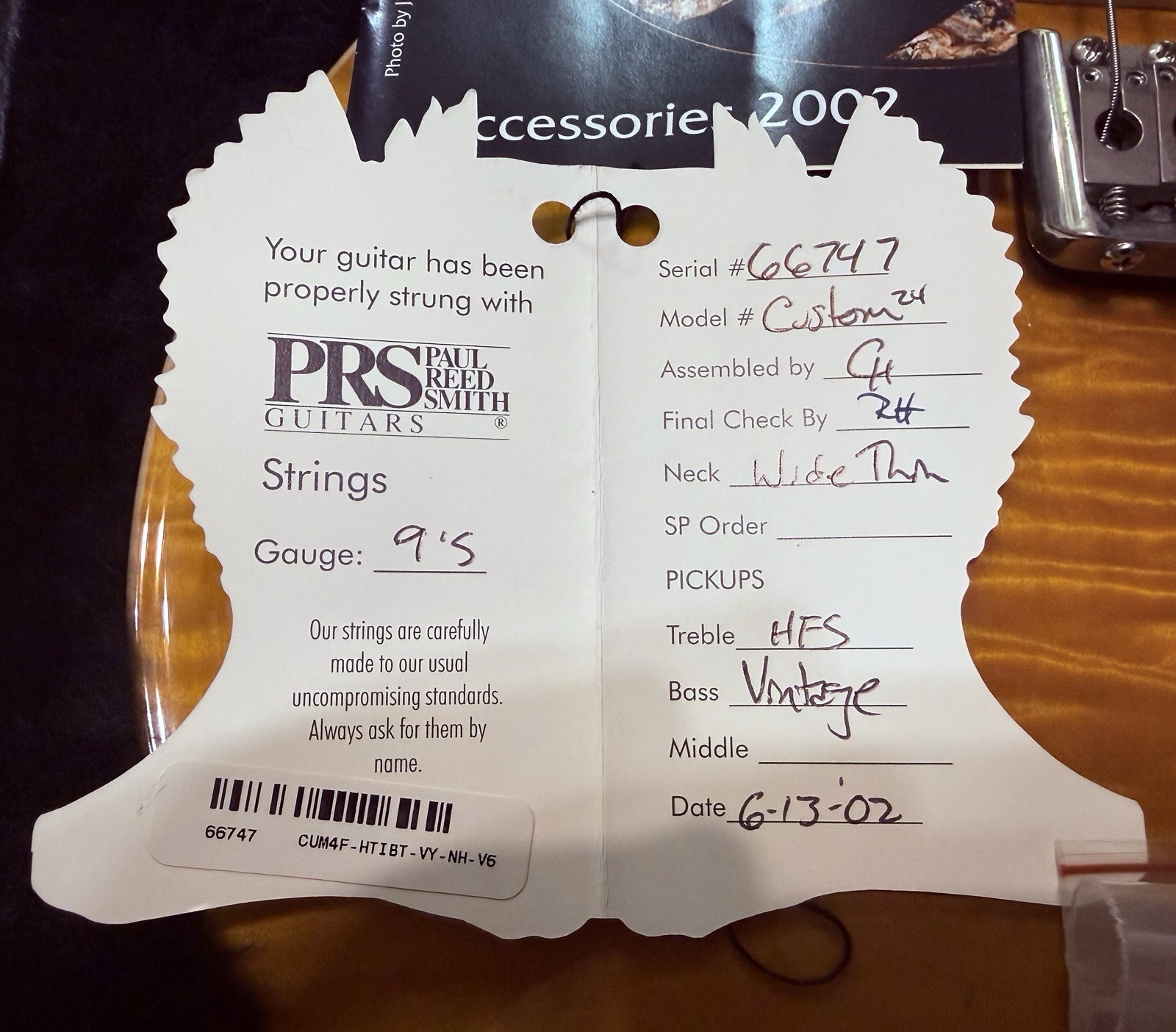 2002 Paul Reed Smith PRS Custom 24 Amber Near Mint