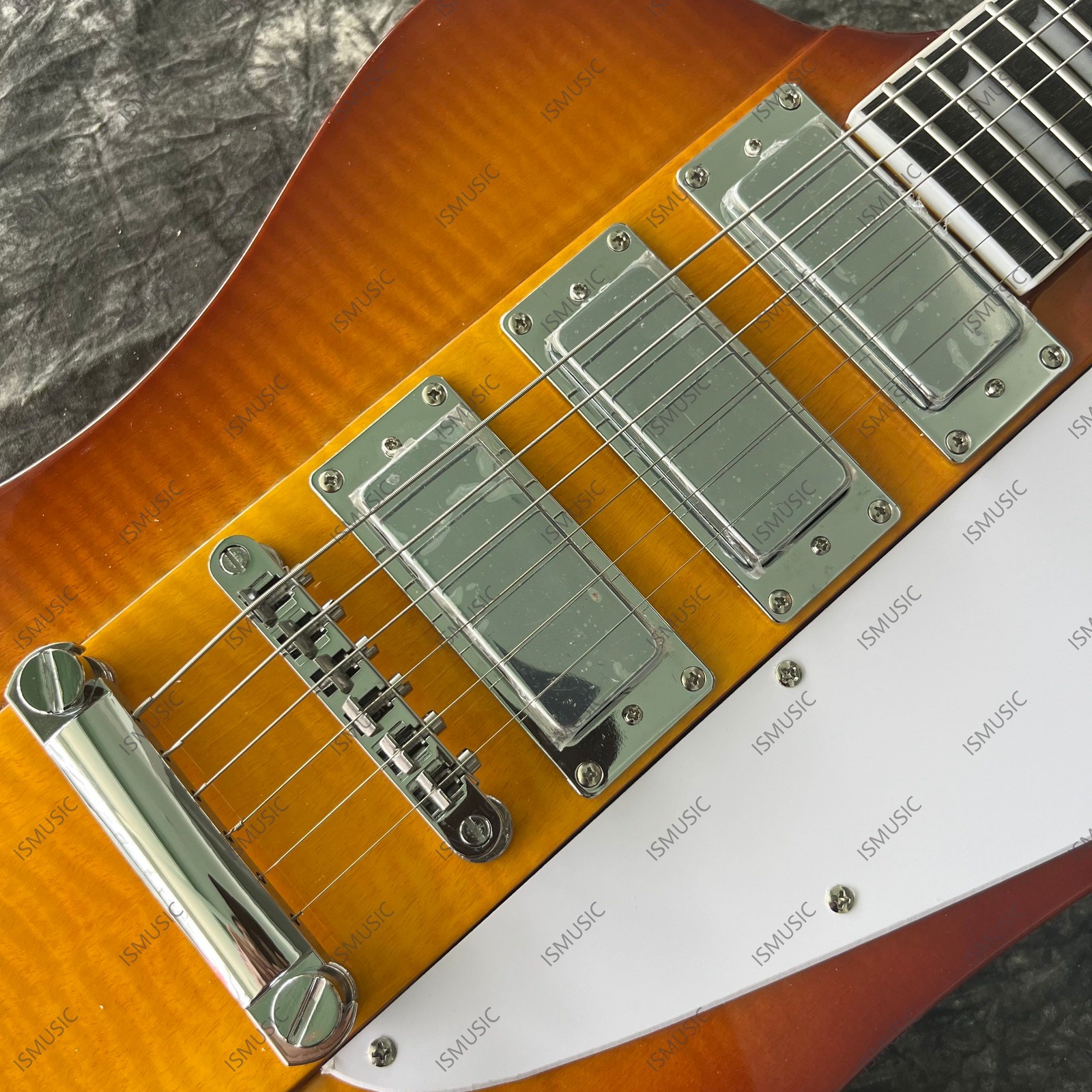 Solid Body Electric Guitar Stainless Steel Rounded Fret Flamed Maple Top Veneer