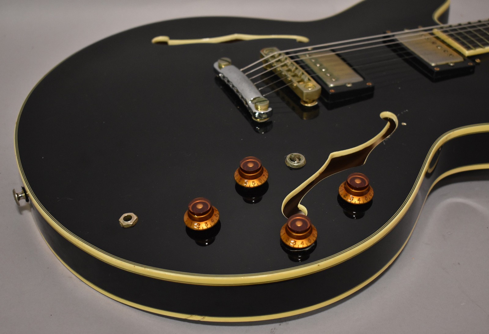 1997 Epiphone Sheraton Samick Korea Ebony Finish AS-IS For Repair w/OHSC