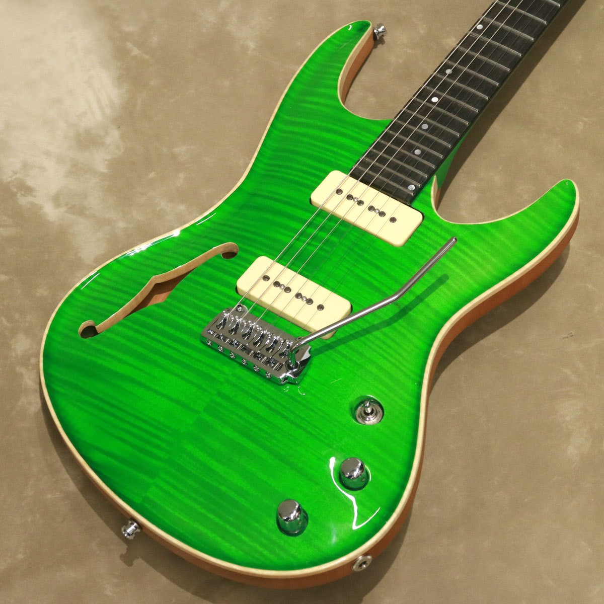 Valenti Guitars Nebula Carved Semihollow Green Used Electric Guitar