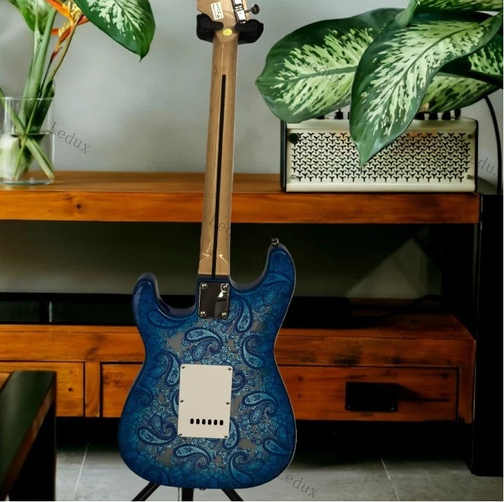 New Product Paisley Blue ST Electric Guitar 3S Pickups Chrome Part Tremolo