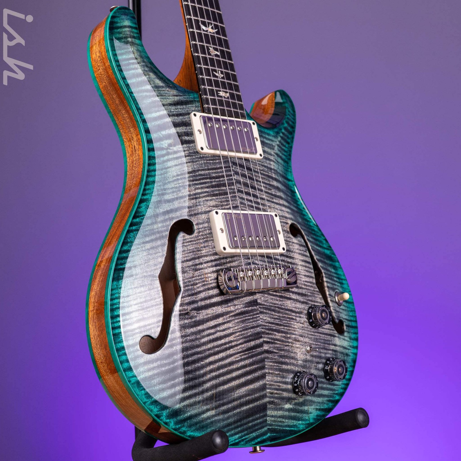 PRS Hollowbody II Piezo Grey Black Turquoise Burst Custom Color
