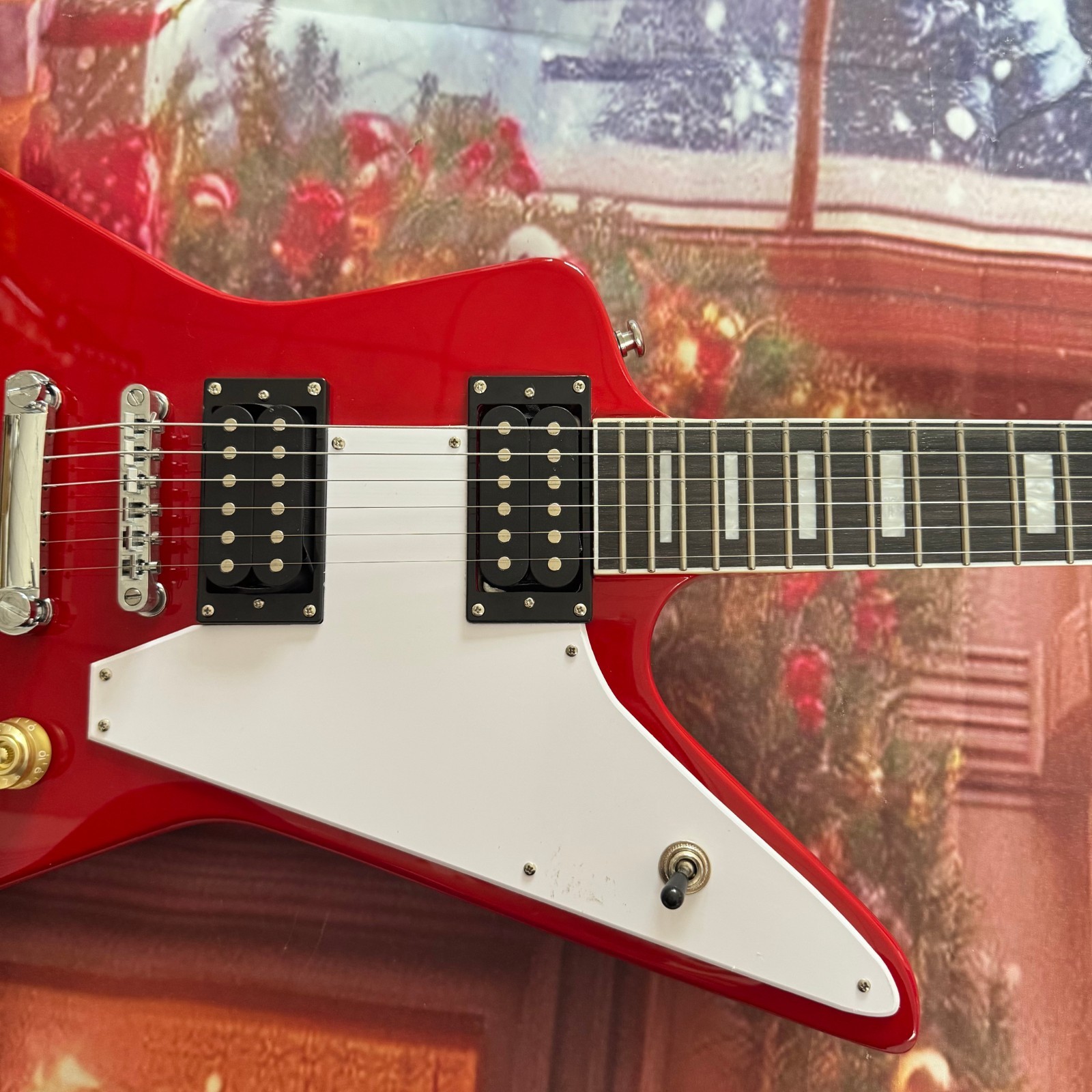 New Acepro Electric Guitar Red Explored HH pickups Block Fret Inlays Hard Rock